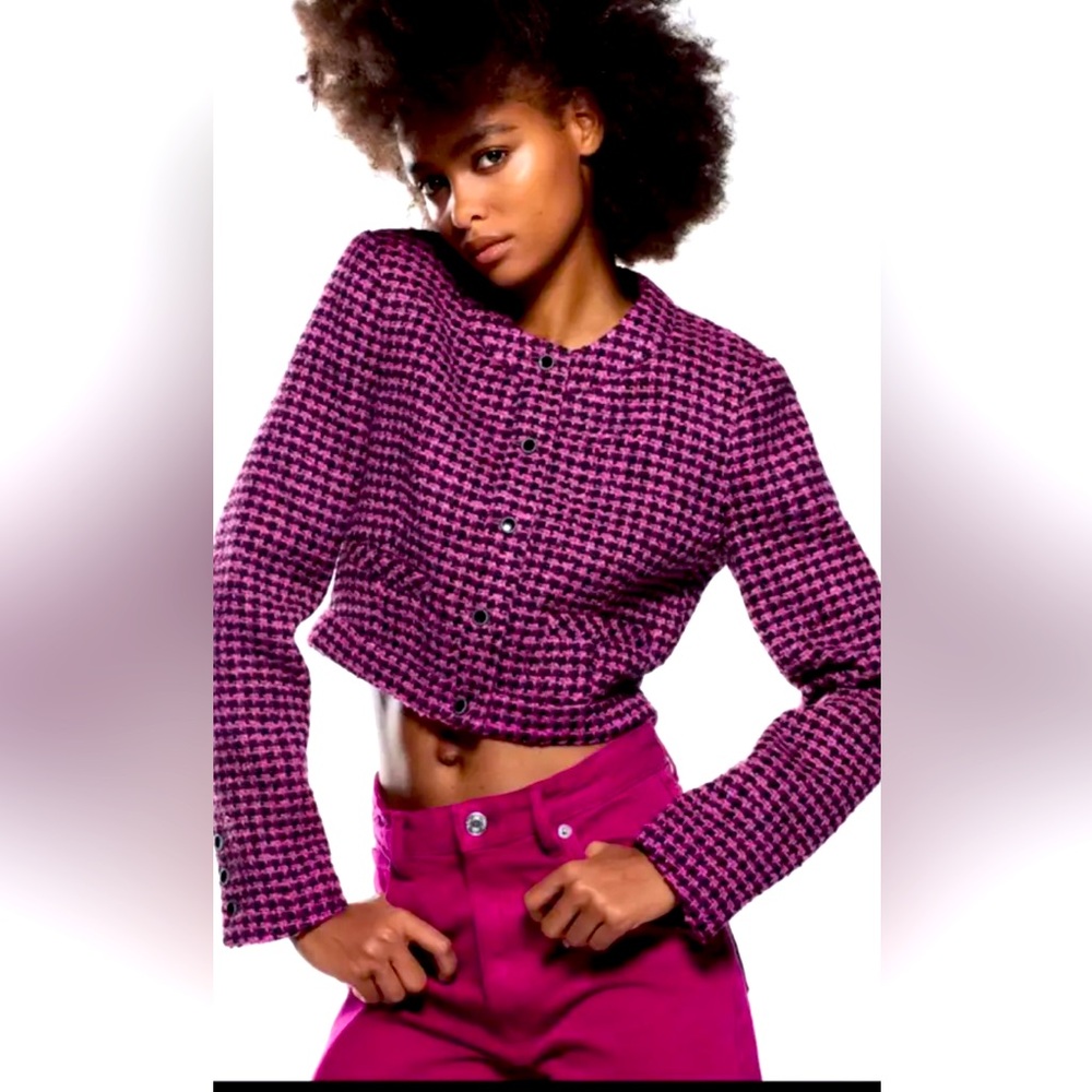 Zara tweed style cropped jacket